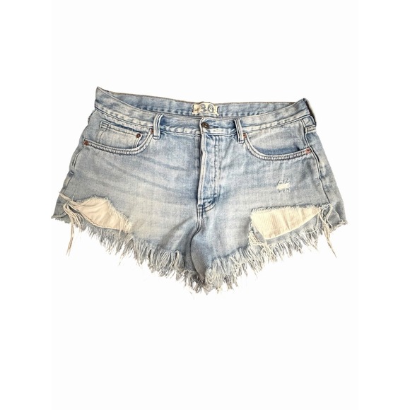 We The Free Pants - We The Free Shorts Free People 30 Distressed Cutoff Denim High Button Fly HH11-3
